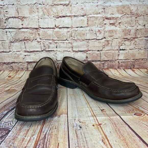 Sperry Topsiders Men's Brown Leather Slip On Loafers Sz 10.5 - Picture 4 of 8